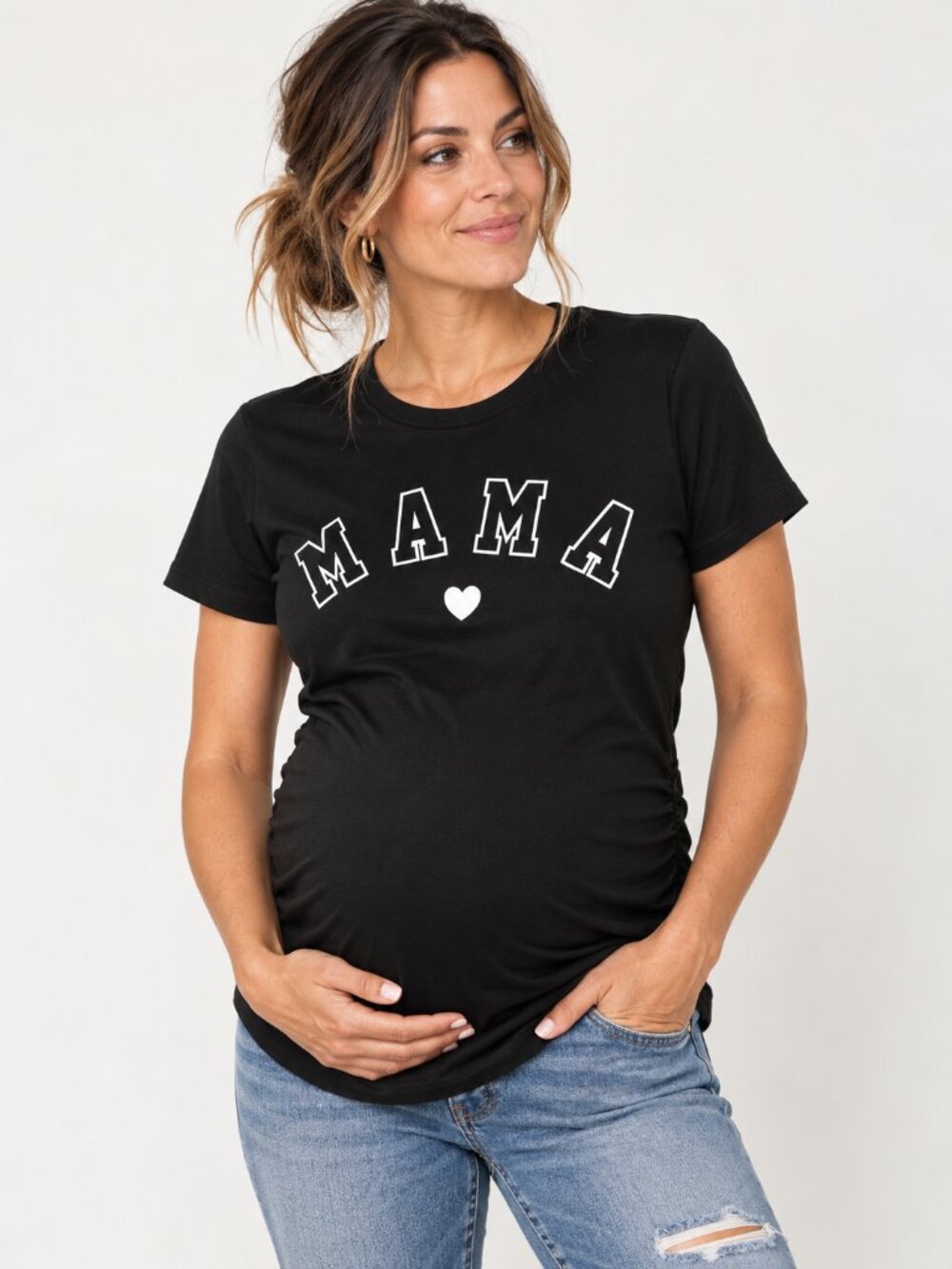 NWOT Target Black Graphic Maternity Tee with White "MAMA" Lettering
